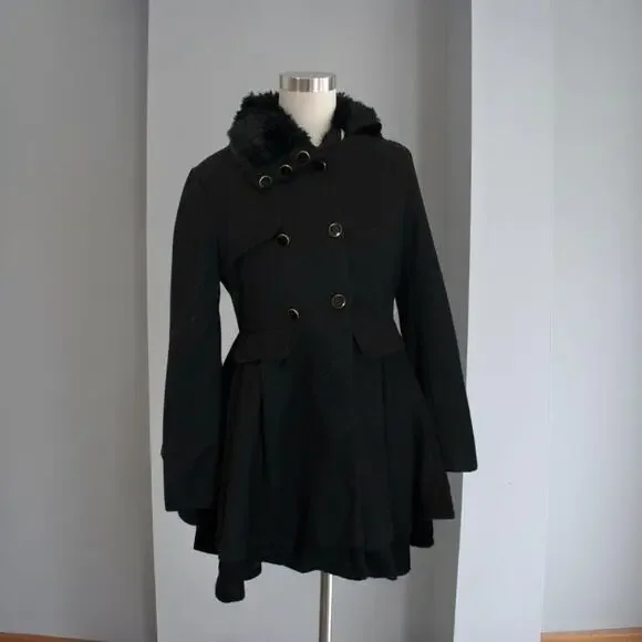 Vintage Wool Military Napoleon Jacket Black Fitted Indie Sleaze 90s Vamp - Picture 2 of 7